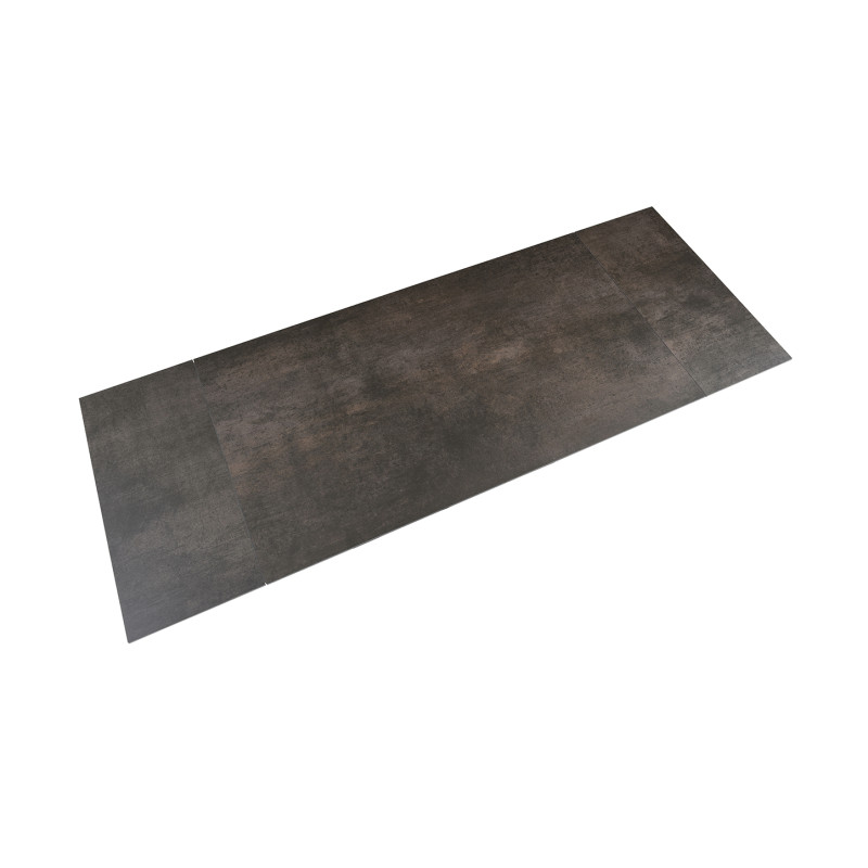 Table extensible 180 à 260 cm en céramique gris vieilli 4 pieds droits métal noir - MAINE 09