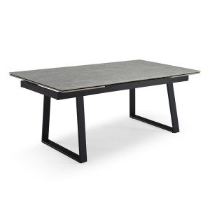 Table extensible 180 à 260 cm en céramique gris marbré mat et pieds luge - ARIZONA 02