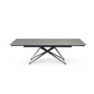 Table extensible 180 à 260 cm en céramique gris marbré mat et pied géométrique - ARIZONA 03