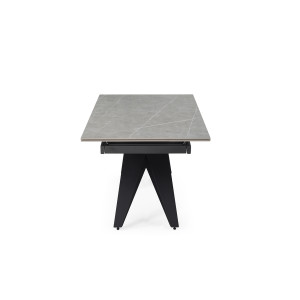 Table extensible 180 à 260 cm en céramique gris marbré mat et pied géométrique - ARIZONA 03