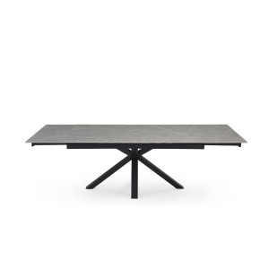 Table extensible 180 à 260 cm en céramique gris marbré mat et pied épais croix - ARIZONA 04