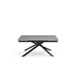 Table extensible 180 à 260 cm en céramique gris marbré mat et pied torsadé - ARIZONA 05
