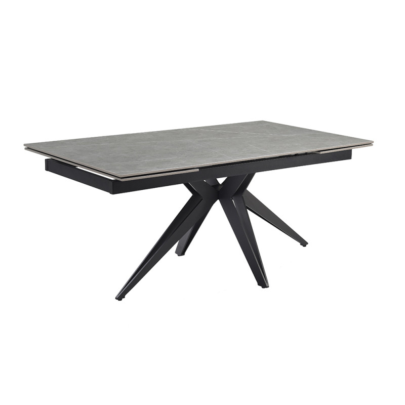 Table extensible 180 à 260 cm en céramique gris marbré mat et pied étoile - ARIZONA 06