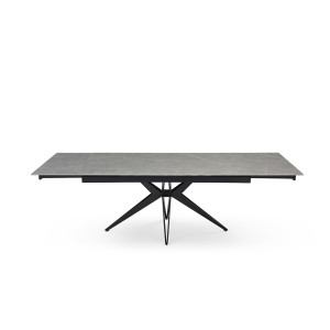 Table extensible 180 à 260 cm en céramique gris marbré mat et pied étoile - ARIZONA 06