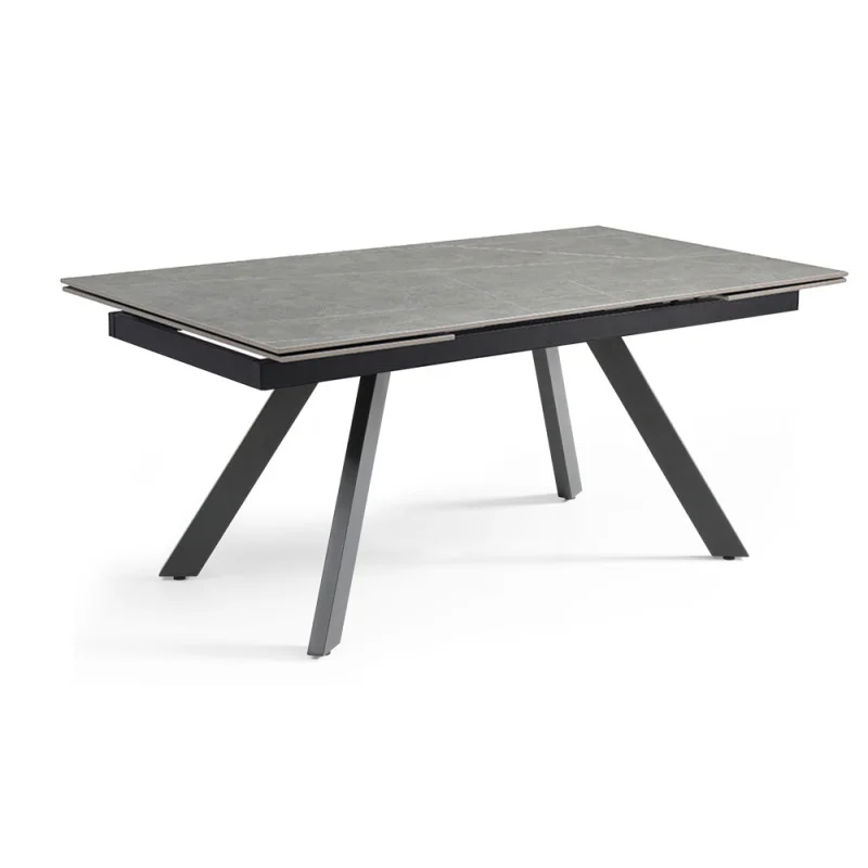 Table extensible 180 à 260 cm en céramique gris marbré mat et 4 pieds inclinés - ARIZONA 08