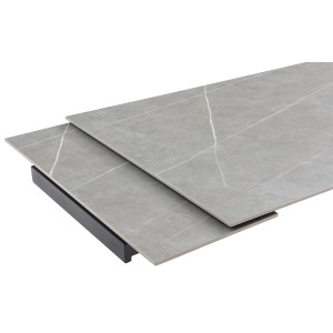 Table extensible 180 à 260 cm en céramique gris marbré mat et 4 pieds inclinés - ARIZONA 08