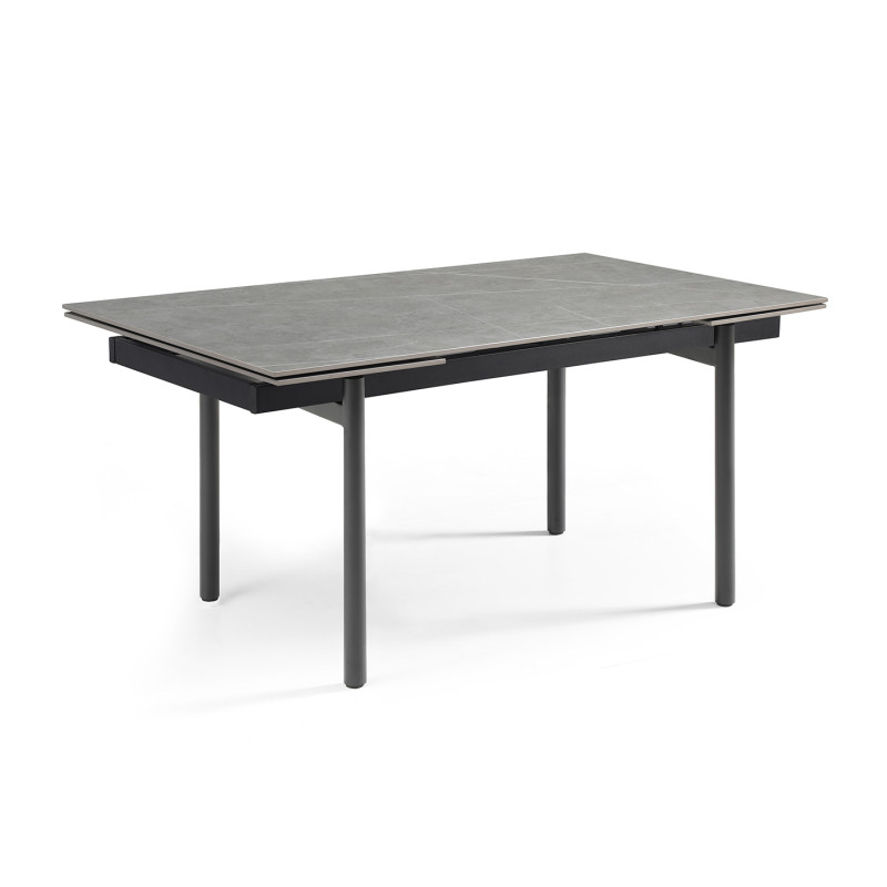 Table extensible 180 à 260 cm en céramique gris marbré mat et 4 pieds droits - ARIZONA 09