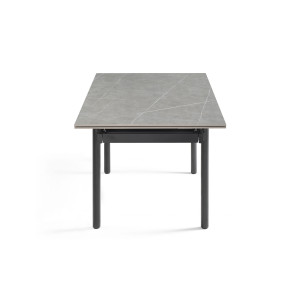 Table extensible 180 à 260 cm en céramique gris marbré mat et 4 pieds droits - ARIZONA 09