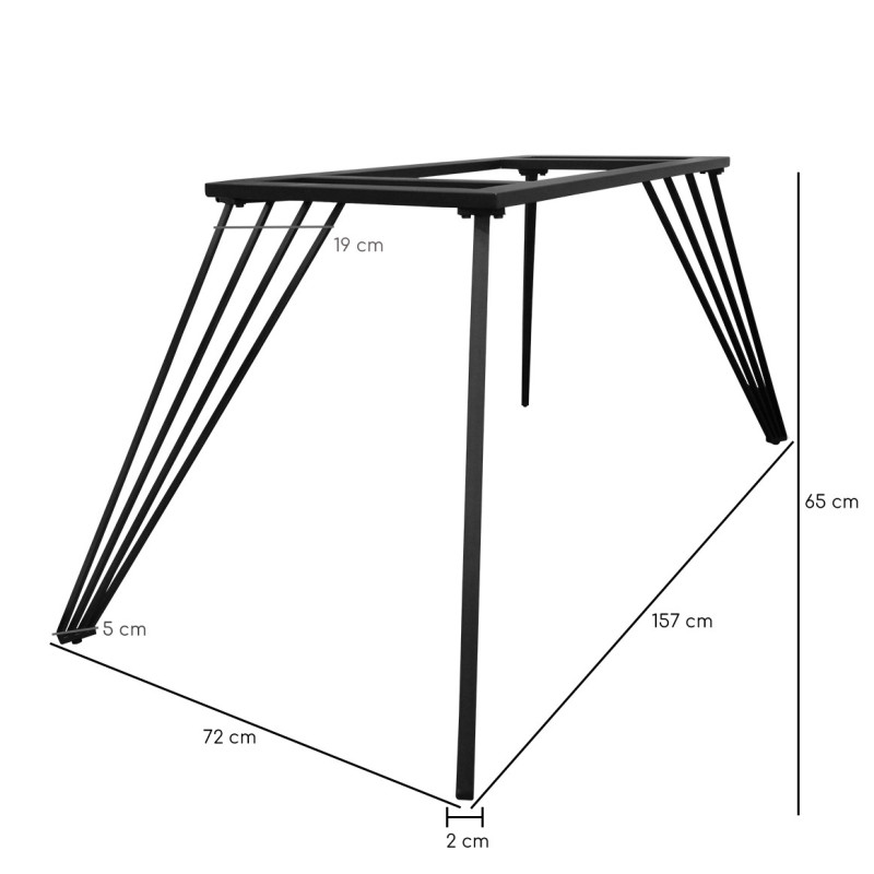 Table extensible 180 à 260 cm en céramique noir marbré mat et pieds filaires inclinés - INDIANA 01
