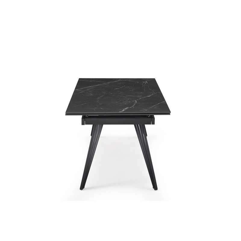 Table extensible 180 à 260 cm en céramique noir marbré mat et pieds filaires inclinés - INDIANA 01