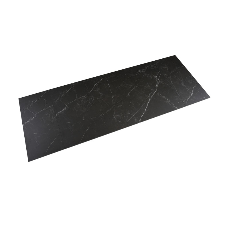 Table extensible 180 à 260 cm en céramique noir marbré mat et pieds luge - INDIANA 02