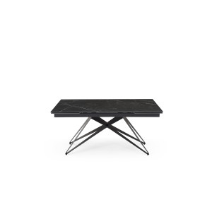 Table extensible 180 à 260 cm en céramique noir marbré mat et pied géométrique - INDIANA 03