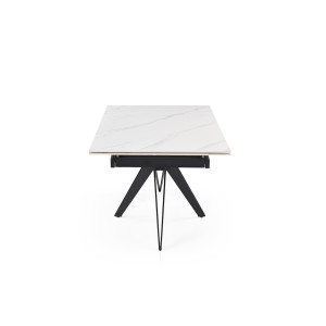 Table extensible 180 à 260 cm en céramique blanc marbré mat et pied étoile - NEVADA 06