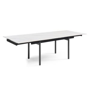 Table extensible 180/260 cm céramique blanc marbré pieds droits - NEVADA 09