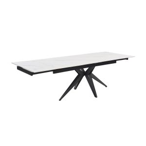 Table extensible 180/260 cm céramique blanc marbré pied étoile - NEVADA 06