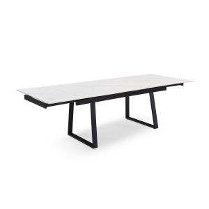 Table extensible 180/260 cm céramique blanc marbré pieds luge - NEVADA 02