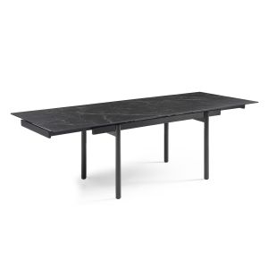 Table extensible 180/260 cm céramique noir marbré pieds droits - INDIANA 09