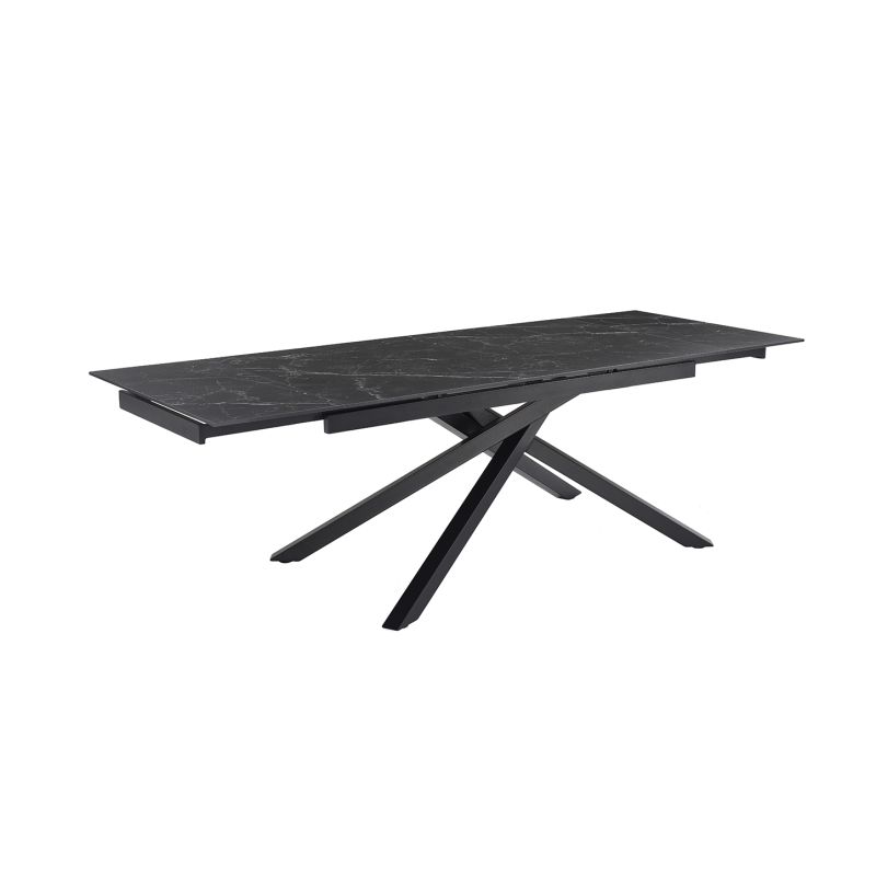 Table extensible 180/260 cm céramique noir marbré pied torsadé - INDIANA 05