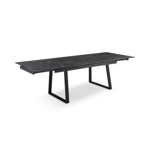 Table extensible 180/260 cm céramique noir marbré pieds luge - INDIANA 02