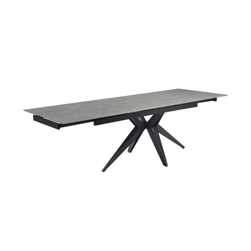 Table extensible 180/260 cm céramique gris marbré pied étoile - ARIZONA 06