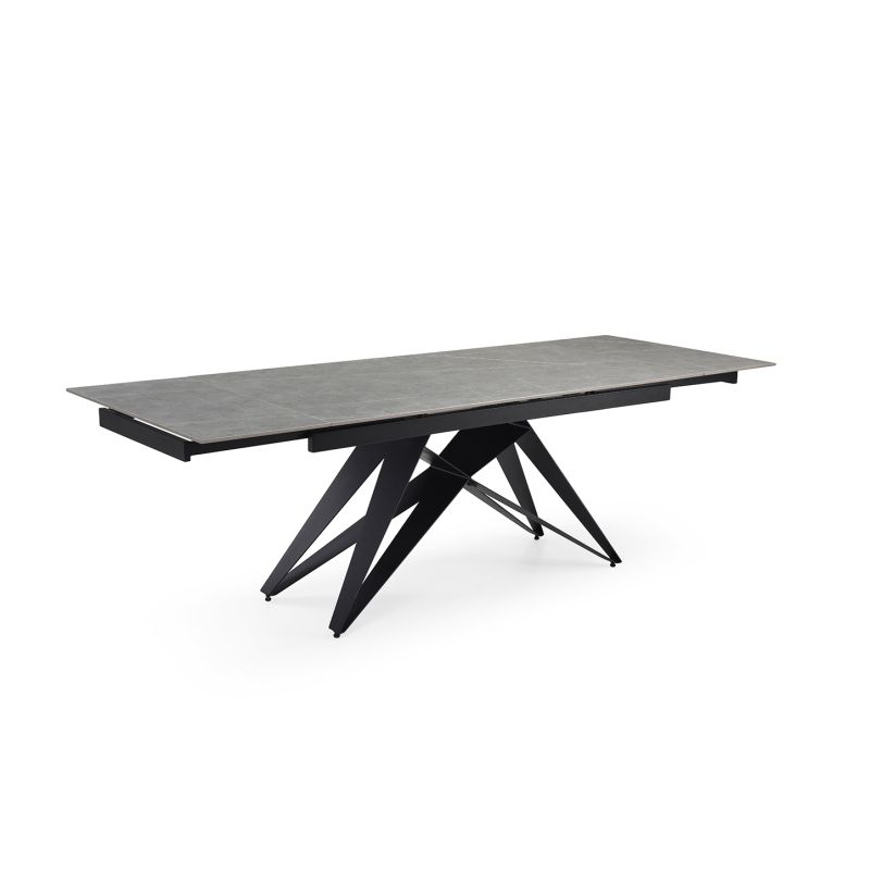 Table extensible 180/260 cm céramique gris marbré pied géométrique - ARIZONA 03