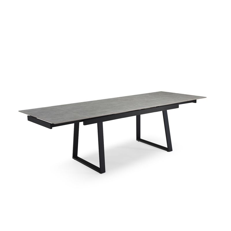 Table extensible 180/260 cm céramique gris marbré pieds luge - ARIZONA 02