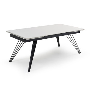 Table extensible 180/260 cm céramique blanc pieds filaires - OREGON 01