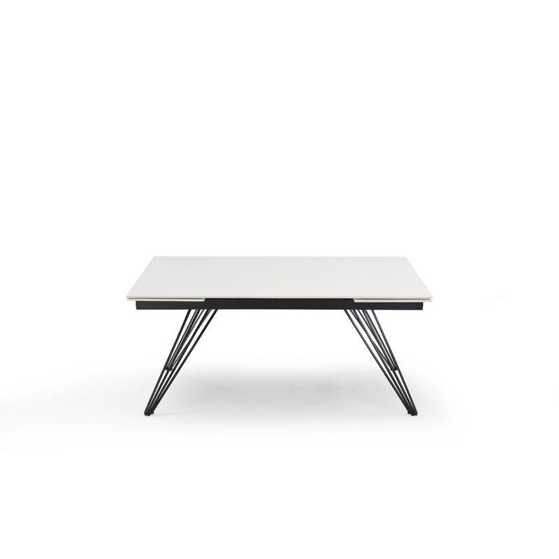 Table extensible 180/260 cm céramique blanc pieds filaires - OREGON 01