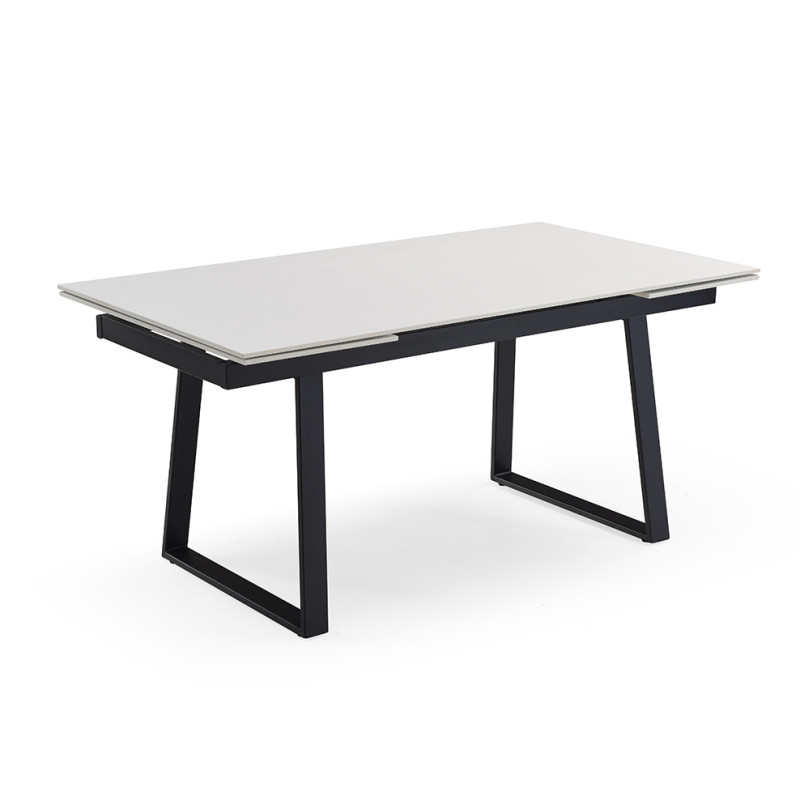 Table extensible 180/260 cm céramique blanc pieds luge - OREGON 02