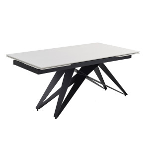 Table  extensible 180/260 cm céramique blanc pied géométrique - OREGON 03