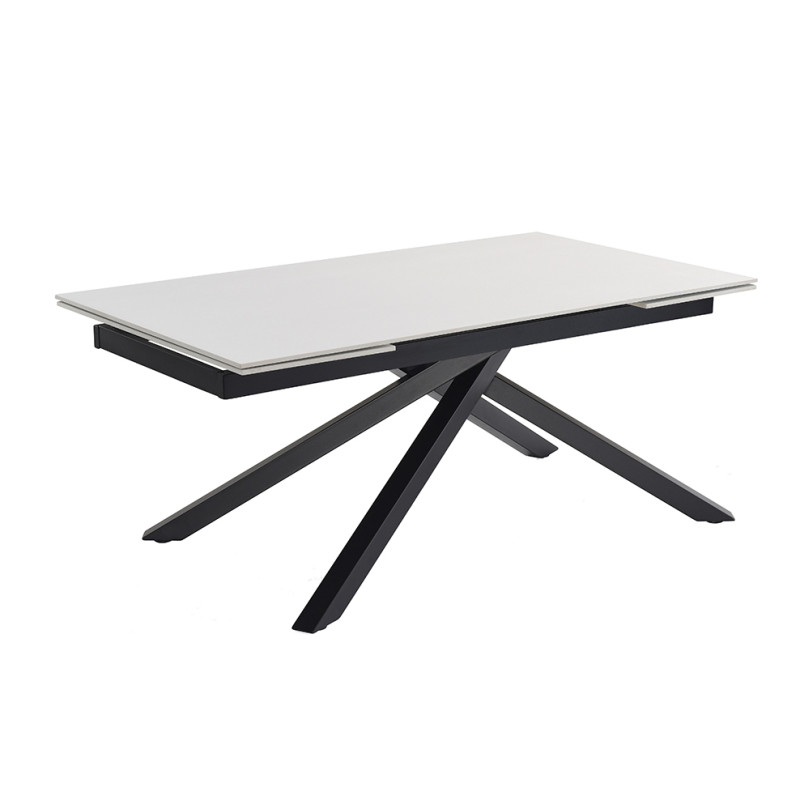 Table extensible 180/260 cm céramique blanc pied torsadé - OREGON 05