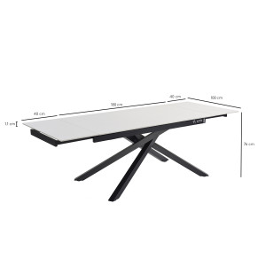 Table extensible 180/260 cm céramique blanc pied torsadé - OREGON 05