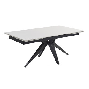 Table extensible 180 à 260 cm céramique blanc pied étoile - OREGON 06
