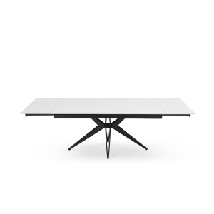 Table extensible 180 à 260 cm céramique blanc pied étoile - OREGON 06