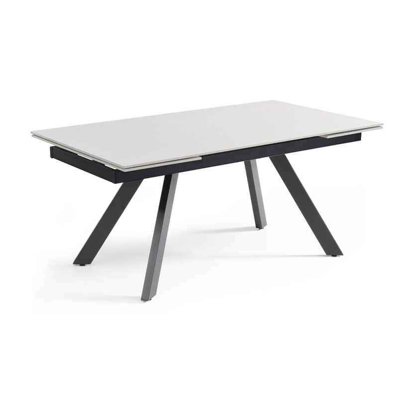 Table extensible 180/260 cm céramique blanc pieds inclinés - OREGON 08