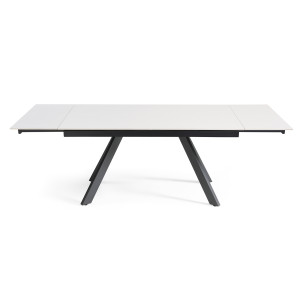 Table extensible 180/260 cm céramique blanc pieds inclinés - OREGON 08