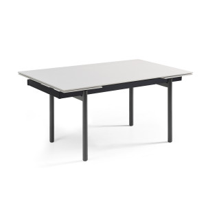 Table extensible 180/260 cm en céramique blanc pieds droits - OREGON 09