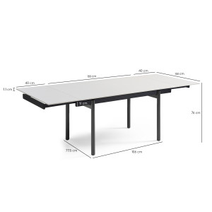 Table extensible 180/260 cm en céramique blanc pieds droits - OREGON 09