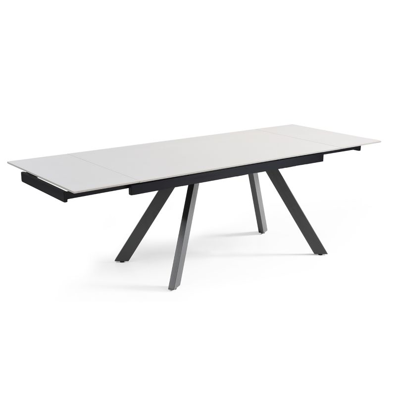 Table extensible 180/260 cm céramique blanc pieds inclinés - OREGON 08