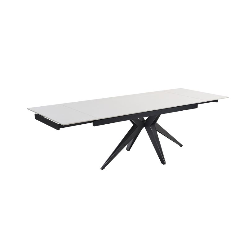 Table extensible 180 à 260 cm céramique blanc pied étoile - OREGON 06