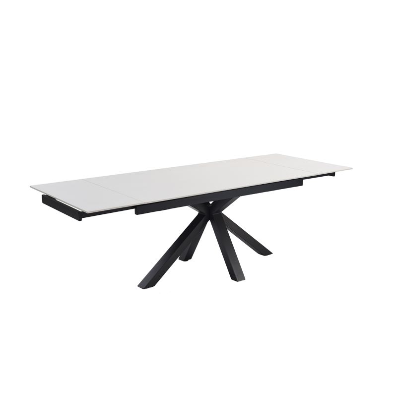 Table extensible 180/260 cm céramique blanc pied croix - OREGON 04