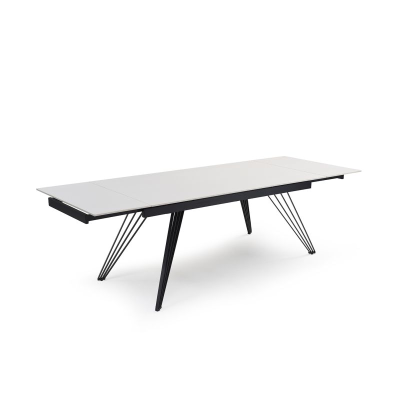 Table extensible 180/260 cm céramique blanc pieds filaires - OREGON 01