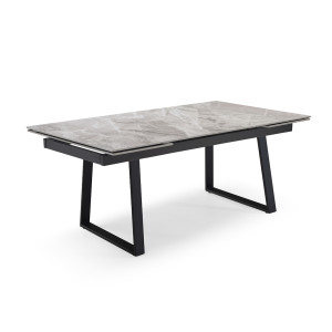 Table extensible 180/260 cm céramique gris marbré pieds luge - DAKOTA 02
