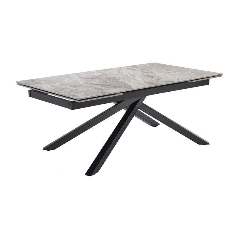 Table extensible 180/260 cm céramique gris marbré pied torsadé - DAKOTA 05