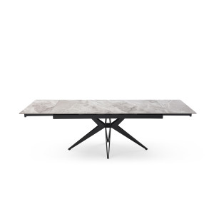 Table extensible 180/260 cm céramique gris marbré pied étoile - DAKOTA 06
