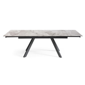 Table extensible 180/260 cm céramique gris marbré pieds inclinés - DAKOTA 08