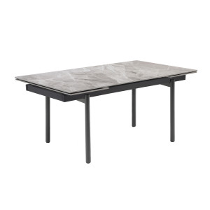 Table extensible 180/260 cm céramique gris marbré pieds droits - DAKOTA 09