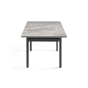 Table extensible 180/260 cm céramique gris marbré pieds droits - DAKOTA 09