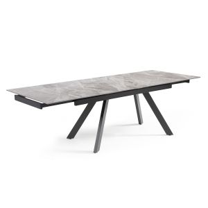 Table extensible 180/260 cm céramique gris marbré pieds inclinés - DAKOTA 08