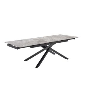Table extensible 180/260 cm céramique gris marbré pied torsadé - DAKOTA 05